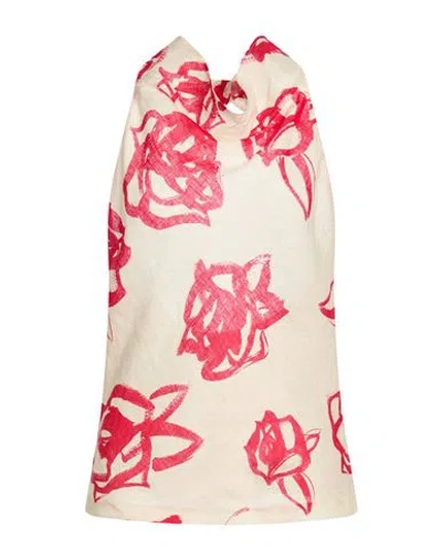 Msgm Woman Top Ivory Size 8 Linen In Brown