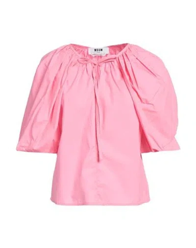 Msgm Woman Top Light Pink Size 4 Cotton