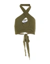 Msgm Woman Top Military Green Size L Viscose, Polyester In Green