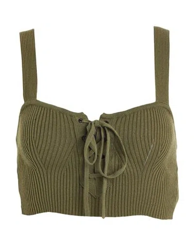 Msgm Woman Top Military Green Size S Viscose, Polyester