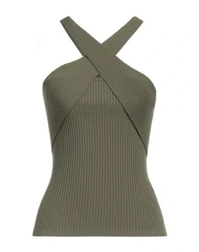 Msgm Woman Top Military Green Size M Viscose, Polyester