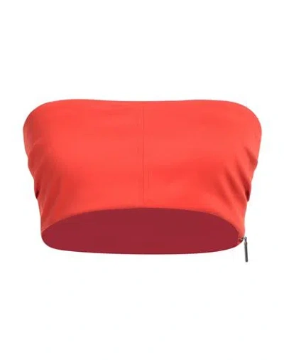 Msgm Woman Top Orange Size 4 Polyamide, Elastane In Red