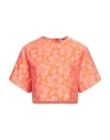 Msgm Woman Top Orange Size 8 Cotton, Polyester, Polyamide