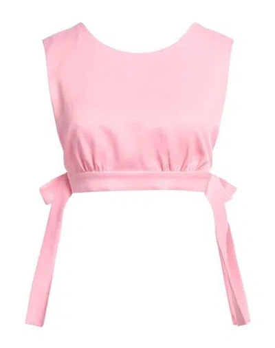 Msgm Woman Top Pink Size 10 Viscose