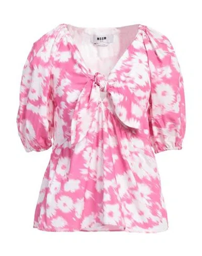 Msgm Woman Top Pink Size 4 Cotton