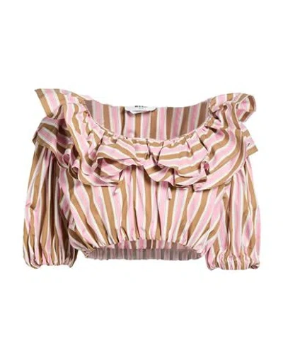 Msgm Woman Top Pink Size 4 Cotton