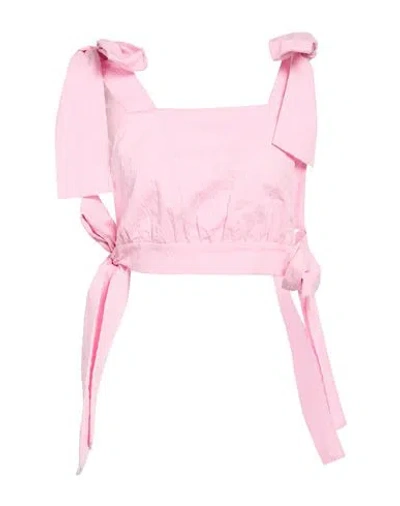 Msgm Woman Top Pink Size 4 Cotton, Elastane