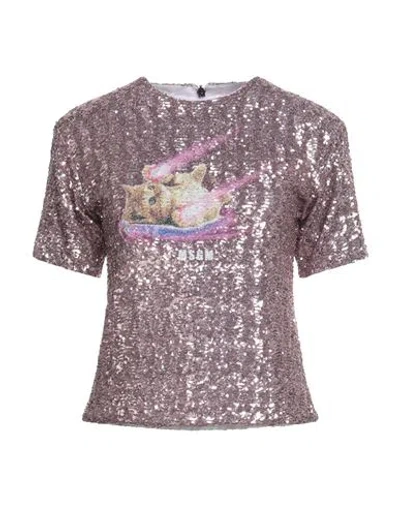 Msgm Woman Top Pink Size 4 Polyester In Purple