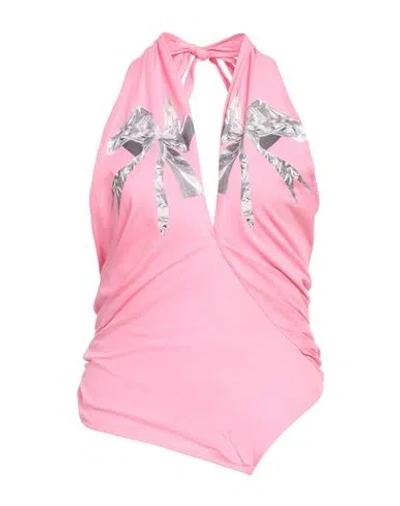 Msgm Woman Top Pink Size S Cotton