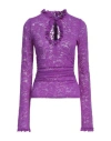 Msgm Woman Top Purple Size 8 Polyamide, Elastane