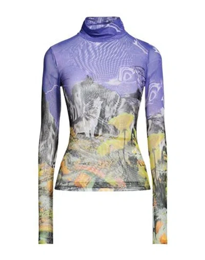 Msgm Woman Top Purple Size 2 Polyamide, Elastane