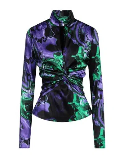 Msgm Woman Top Purple Size 4 Viscose, Elastane