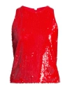 Msgm Woman Top Red Size 10 Polyester, Elastane In Red