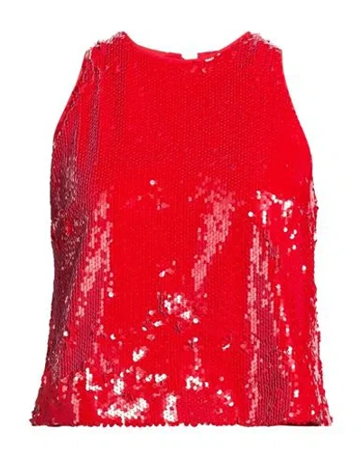 Msgm Woman Top Red Size 4 Polyester, Elastane