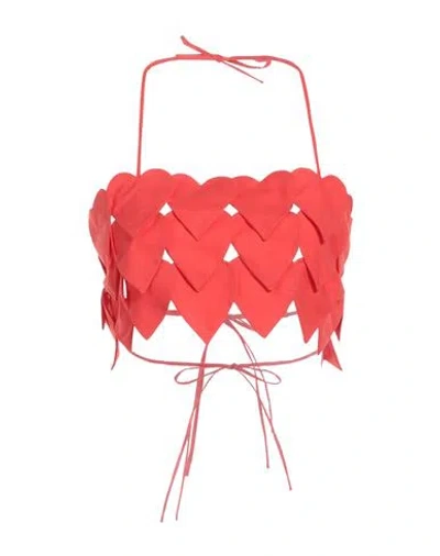 Msgm Woman Top Red Size 8 Cotton