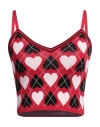 Msgm Heart-pattern Knitted Top In Red