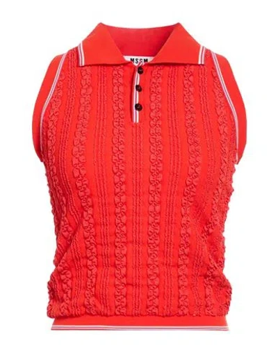 Msgm Woman Top Red Size S Polyamide, Viscose, Elastane
