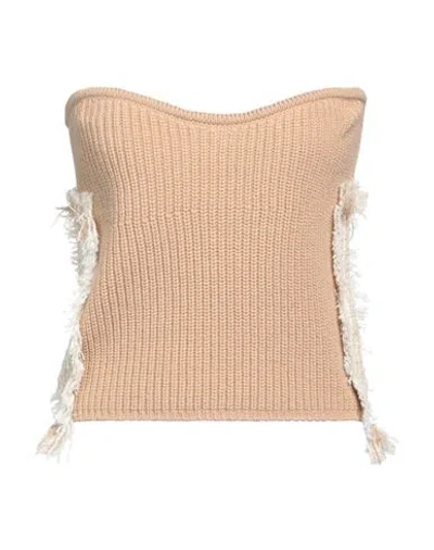 Msgm Woman Top Sand Size S Virgin Wool, Acrylic In Beige