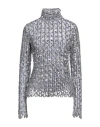 Msgm Woman Top Silver Size 4 Polyamide, Elastane