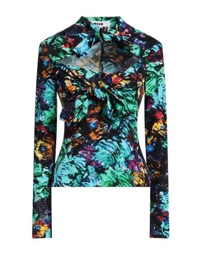 Msgm Woman Top Turquoise Size 4 Polyester, Elastane In Multi