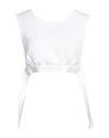 Msgm Woman Top White Size 6 Viscose In White