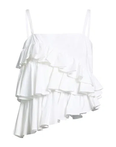 Msgm Woman Top White Size 2 Cotton