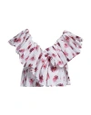 Msgm Woman Top White Size 6 Cotton In White