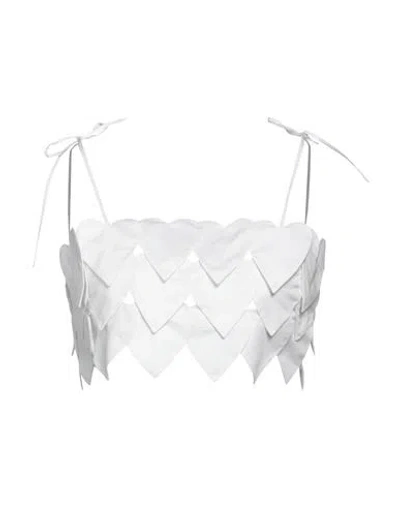 Msgm Woman Top White Size 4 Cotton