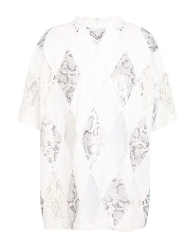 Msgm Woman Top White Size 4 Cotton, Polyester, Polyamide