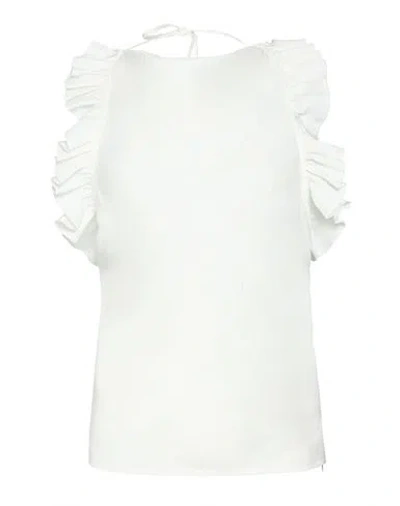 Msgm Woman Top White Size 4 Linen, Viscose