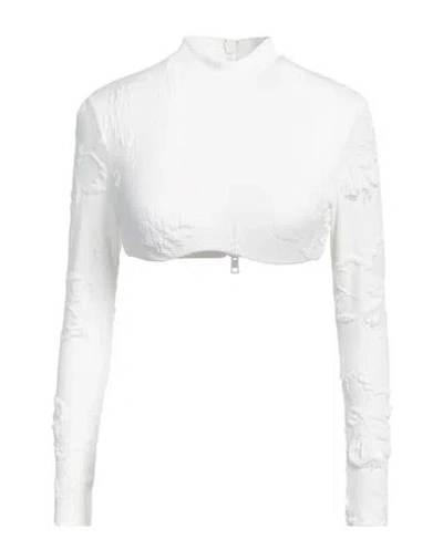 Msgm Woman Top White Size 4 Polyester, Elastane