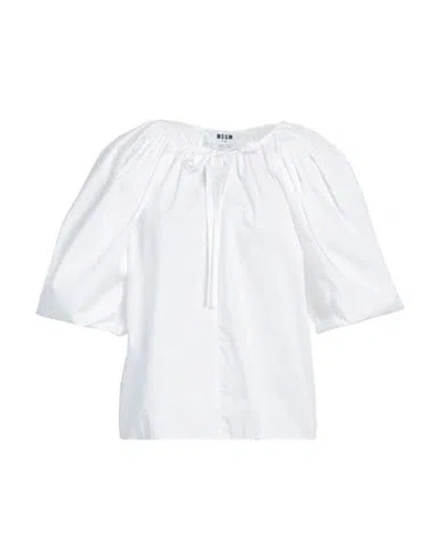 Msgm Woman Top White Size 8 Cotton