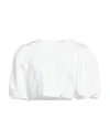 Msgm Woman Top White Size 8 Viscose, Linen
