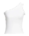 Msgm Woman Top White Size L Cotton, Elastane In White
