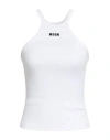 Msgm Woman Top White Size S Cotton, Elastane