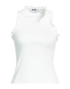 Msgm Woman Top White Size Xs Cotton, Elastane