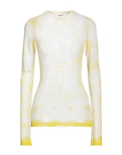 Msgm Woman Top Yellow Size 10 Polyamide, Elastane