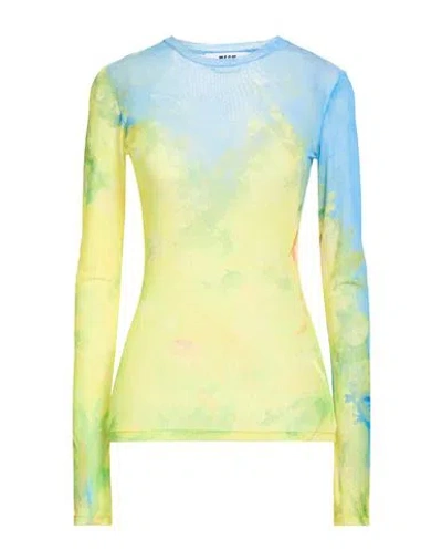 Msgm Woman Top Yellow Size 10 Polyester, Elastane In Multi
