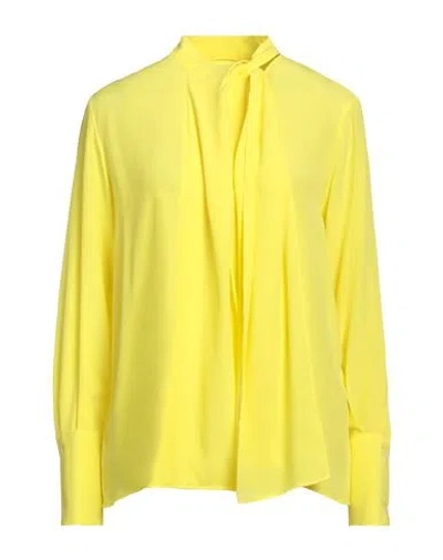 Msgm Woman Top Yellow Size 2 Acetate, Silk