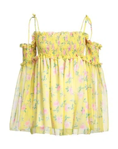 Msgm Woman Top Yellow Size 6 Polyester