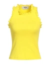 Msgm Woman Top Yellow Size L Cotton, Elastane