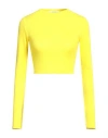 Msgm Woman Top Yellow Size S Cotton, Elastane