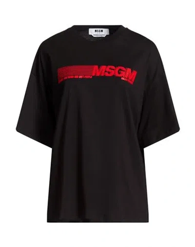 Msgm Woman T-shirt Black Size L Cotton