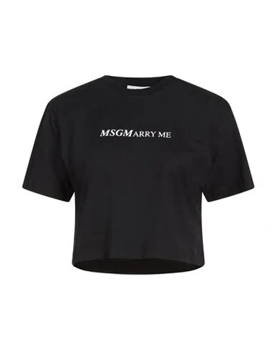 Msgm Woman T-shirt Black Size S Cotton