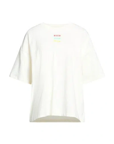 Msgm Woman T-shirt Cream Size Xl Cotton In White