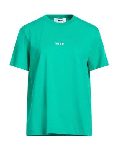 Msgm Woman T-shirt Emerald Green Size Xl Cotton