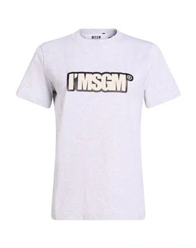 Msgm Woman T-shirt Grey Size S Cotton In White