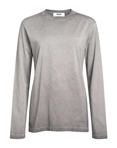 Msgm Woman T-shirt Grey Size S Cotton In Gray