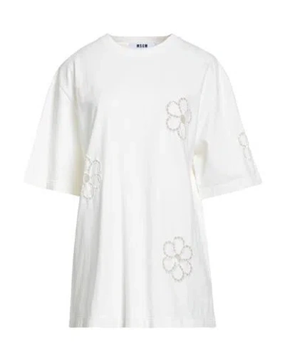 Msgm Woman T-shirt Ivory Size S Cotton In White