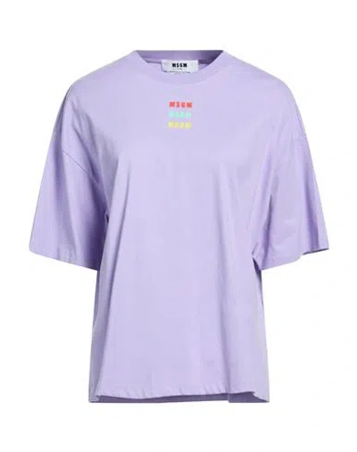 Msgm Woman T-shirt Lilac Size S Cotton In Purple